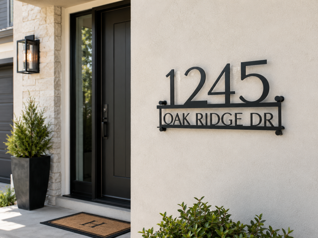 metal address sign